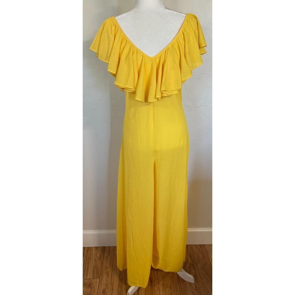 70's Yellow Ruffle Jumpsuit Romper Pant Suit Vantage Ralph Blain Vintage‎